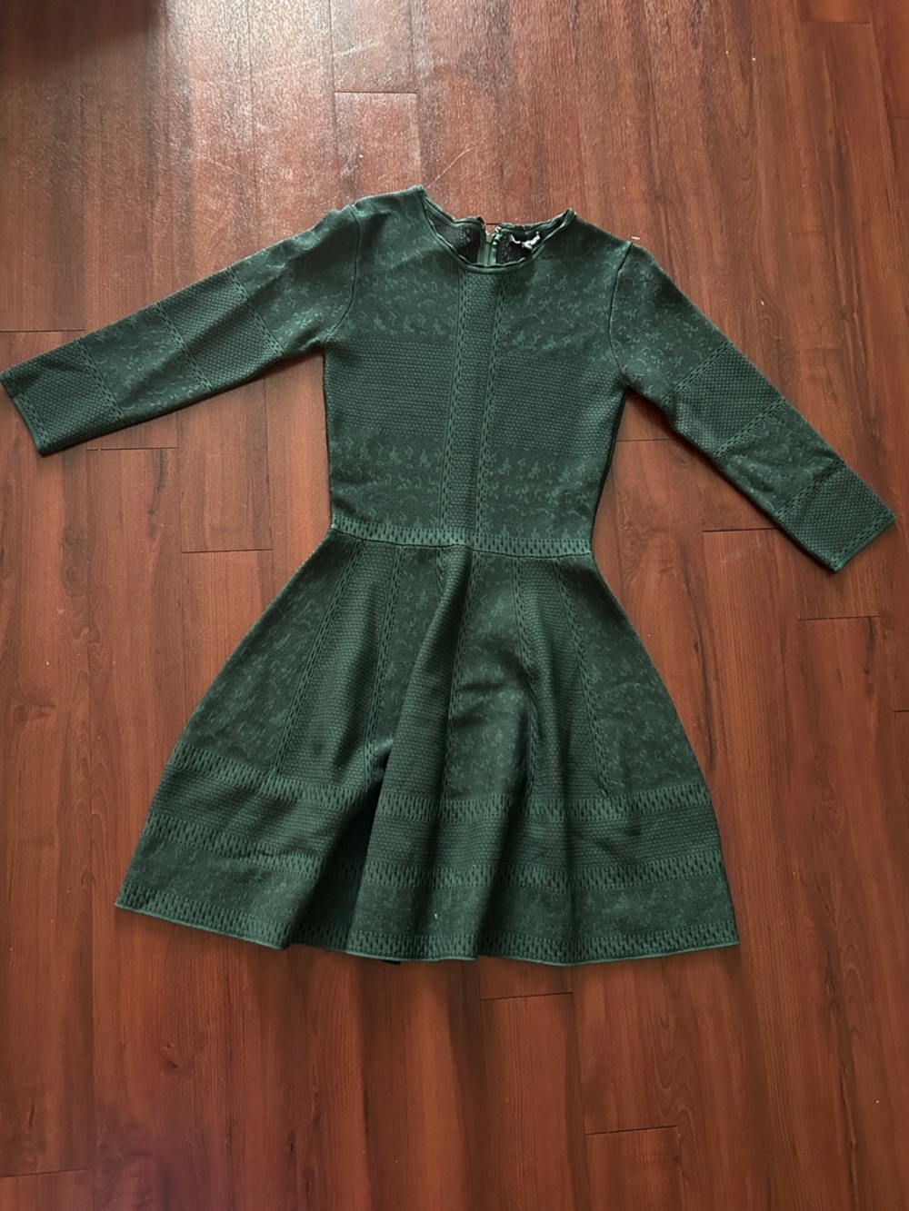 Gianni Bini Dark Green Knit Fit-and-Flare Dress M
